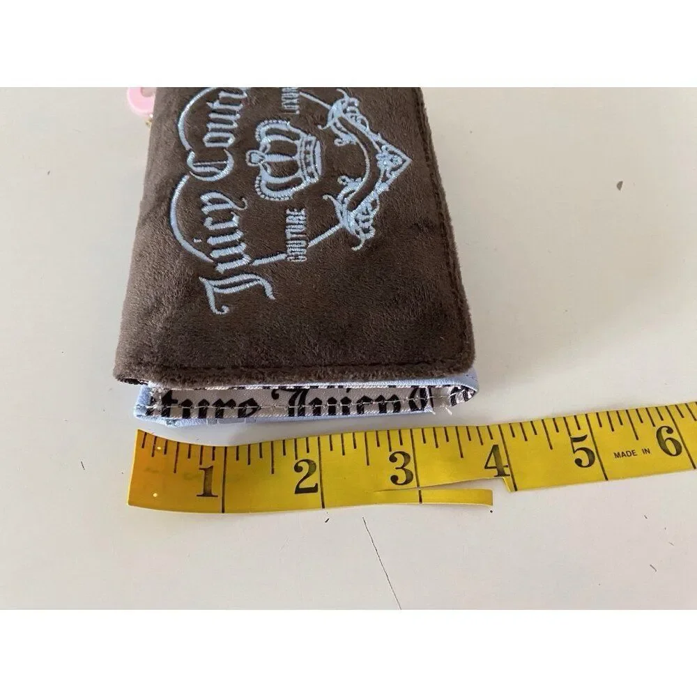 JUICY COUTURE GIRLIE ROYALTY Double Sided Trifold Wallet‎ Chocolate Blue NEW